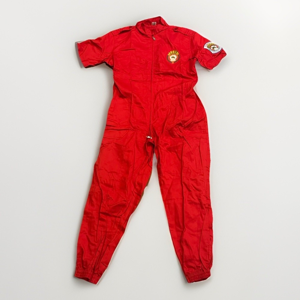 Vintage Cuerpo De Bomberos Peru Fire Fighter Coveralls Flight Suit L Rare
